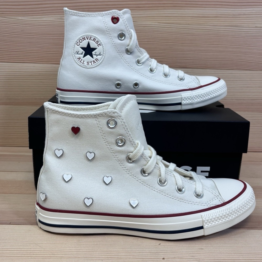 Converse Women Chuck Taylor All Star Sneakers Sz 7 Hearts High Top A19055C - Picture 4 of 10